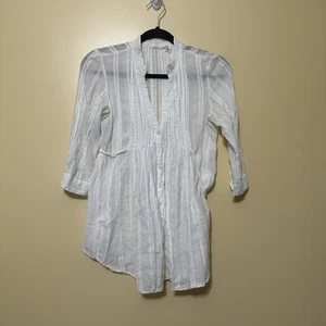 Kimchi Blue Urban Outfitters Sheer Pleated Button Front Tunic Women Small White - Picture 1 of 4