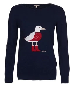 Barbour Navy Jumper Hyde Knit Seagull Cashmere Wool Size 10 RRP £79.99 Used Once - Picture 1 of 13