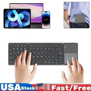 Mini teclado inalámbrico plegable delgado Bluetooth con panel táctil para iOS Android Windows - Imagen 1 de 13
