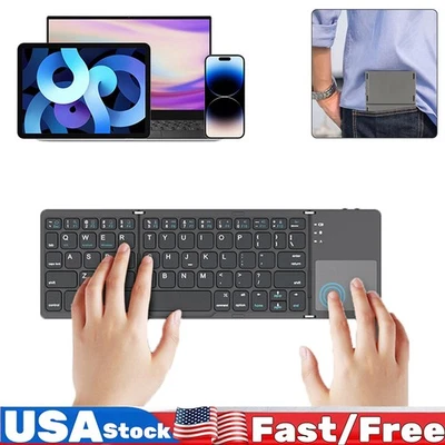 Mini teclado inalámbrico plegable delgado Bluetooth con panel táctil para iOS Android Windows - Imagen 1 de 4