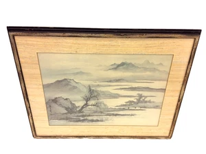 Large Blue & White Huang Junbi Willow Pond in Spring – Framed Chinese Print - Picture 1 of 12