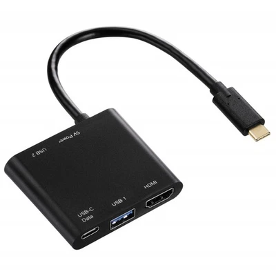 Hama USB-C 3.1 USB-Hub HDMI USB-Adapter 4K Monitor TV PC auch für Thunderbolt 3 - Bild 1 von 4