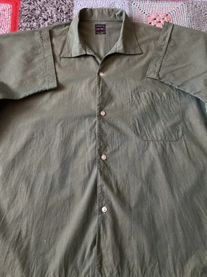 Vintage 60s70s PAR-EX Chameleon Olive Green Tailored Distressed Shirt - Image 1 of 4