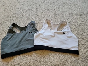 Nike Dri Fit Damen-Sport-BHs 2 Stück grau und weiß Größe L - Bild 1 von 8