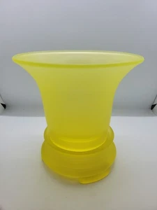 Vintage Tiffin Canary Yellow Satin Uranium Glass Vase - Picture 1 of 14