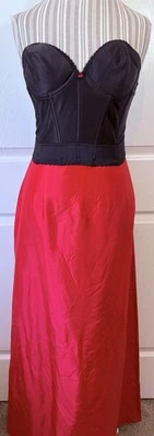Maxi Falda Vintage Jessica McClintock Gunne Sax Acetato Rojo Talla 12/13 Foto 1 de 4