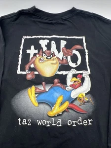 Vintage 1998 Looney Tunes tWo Taz World Order T-Shirt Herren 2XL Schwarz Langarm - Bild 1 von 7