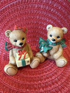 2 HOMECO CHRISTMAS FIGURINES -  Teddy Bears vintage - Picture 1 of 3