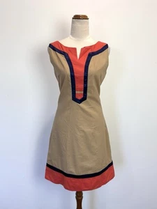 Tsumori Chisato Designer Dress S 8 Beige Orange Trim Pencil Party Office Formal - Bild 1 von 12