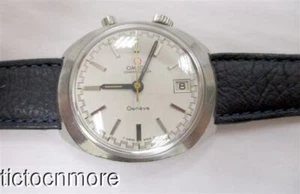 VINTAGE OMEGA GENEVE CHRONOSTOP DRIVER DATE WATCH 146.010 MENS WHITE DIAL - Picture 1 of 16