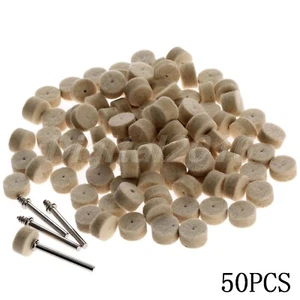 50X 13mm Wool Felt Polishing Pads Buffing Wheel Rotary Tool + 2 Shank Grinder - Picture 1 of 7