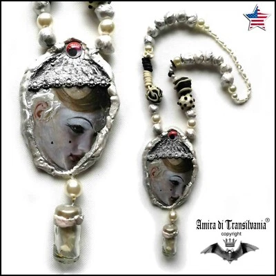 Necklace Pendant Fashion Charm Chunky Cameo Bold Medallion Woman Jewelry Artist - Image 1 of 4