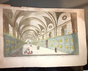 ROME.BIBLIOTHÈQUE VATICANE. GALLERIE NOUVELLE (VUE D'OPTIQUE FIN XVIIIéme). - Picture 1 of 4