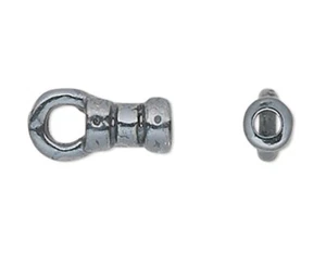 Crimp End, 4 Gunmetal Plated Pewter 4x2.5mm Crimp Tubes with Loop 1mm ID - Picture 1 of 3