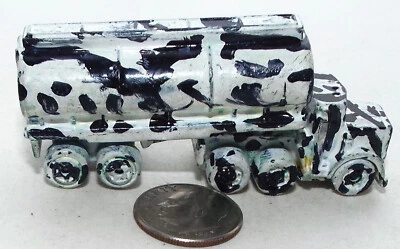Small Micro Machine US Army Semi Tank Truck  Repainted Black & White Camo # 1 - Image 1 of 4