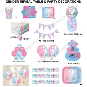 Gender Reveal Girl or Boy ? Baby Shower Tableware - Balloons - Party Decorations - Picture 1 of 18