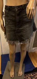 FREE PEOPLE WE THE FREE Women’s Skirt Bailey Fringe Mini Jean Sz 31 Black NWT - Picture 1 of 18