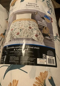 Mainstays Essentials 3 Pc Comforter Bedding Set T/Txl Floral - Picture 1 of 7