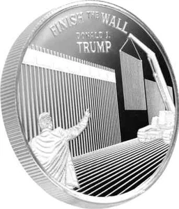 TRUMP 1 Oz Silver Round .999 BU MAGA Finish The Wall L/E 0357/4500 - Imagen 1 de 2