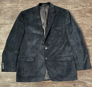 Chaps Sport Coat Mens 44R Black Corduroy Elbow Patches Button Front Blazer SOFT - Picture 1 of 8