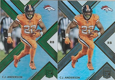 C.J. Anderson DENVER BRONCOS 2017 DONRUSS ELITE GREEN RETAIL WALMART + BASE #29 - Image 1 of 3