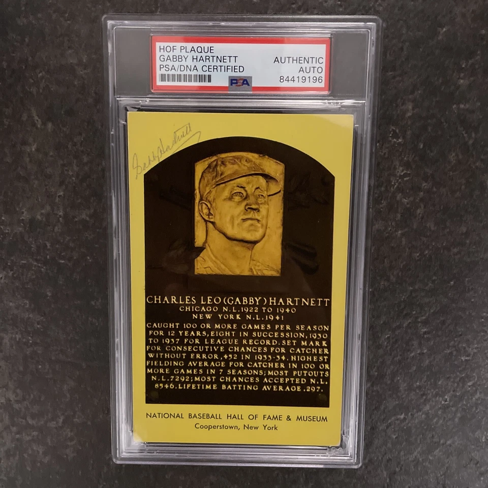 RARE BASEBALL HOF AUTOGRAPH SIGNED PLAQUE CARD GABBY HARTNETT PSA /DNA SLABBED - Image 1 of 4