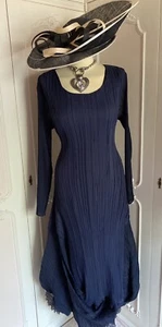 CHESCA Navy Crush Pleat DRESS Suit Mother of the Bride Wedding Outfit Size 22 24 - Picture 1 of 15