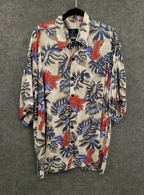 Camisa Mango Moon Hawaii Para Hombre XL Manga Corta Bolsillo Abotonado Multicolor Floral Foto 1 de 4