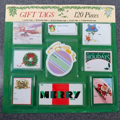 Vintage 1980’s Holiday Paper Gift Tags Merry Christmas Happy Holidays 120 - Image 1 of 4