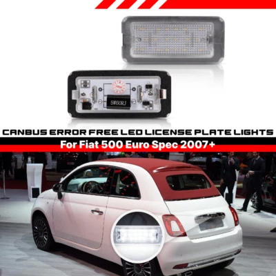 2pcs LED License Plate Lights Lamps For Fiat 500/500c Abarth 2007-2016 51800482 - image 1 of 4