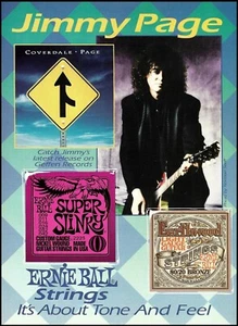 Cuerdas de guitarra Ernie Ball Led Zeppelin Jimmy Page 1993 impresión publicitaria David Coverdale - Imagen 1 de 3