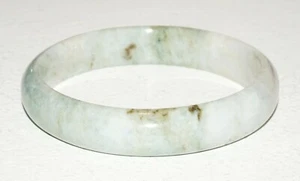 20C Chinese Off White & Green Jadeite Jade Bangle Bracelet (HaY)#15 - Picture 1 of 9