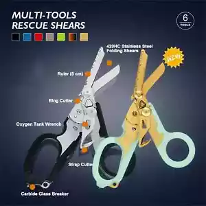 Multifunction Portable Emergency Shears Tactical Folding Scissors for Outdoor - Picture 1 of 26