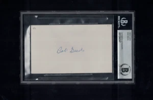 Bob Seeds Indians Red Sox 1930-36 Signed Index Card Beckett BXD - Picture 1 of 1