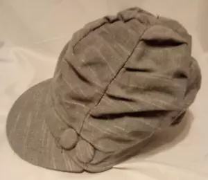 Cardani Womens Gray Pleated Newsboy Hat Button Accents Cap Average Large Stretch - Picture 1 of 9