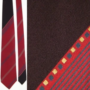 VTG PANCALDI ITALY THIN RED BLUE BLK GRAY DRESS ALL SILKY SILK NECKTIE NECK TIE - Picture 1 of 4