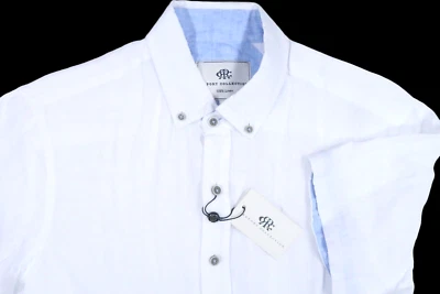 NWT REPORT COLLECTION LINEN BUTTON DOWN SMALL SHORT SLEEVE RESORT VACATION WHITE - Image 1 of 4