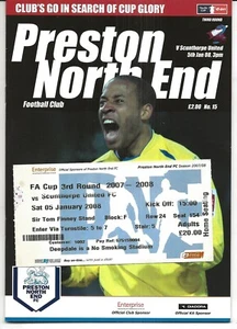 Football Programme+Ticket>PRESTON NORTH END v SCUNTHORPE UNITED Jan 2008 FAC - Picture 1 of 1