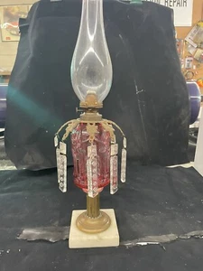 Antique Rare Boston Sandwich Cut Overlay Early Kerosene Lamp EAPG - Picture 1 of 9