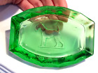 Antique Art Deco Green Uranium ? Glass Fox / Airdale Terrier Jewellery Tray Dish