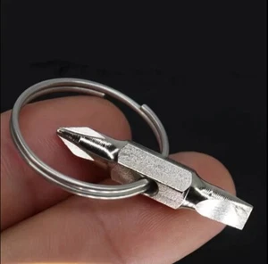 Portable Slotted Screwdriver And Cross Screwdriver Multifunctional Keychain Set - Picture 1 of 8
