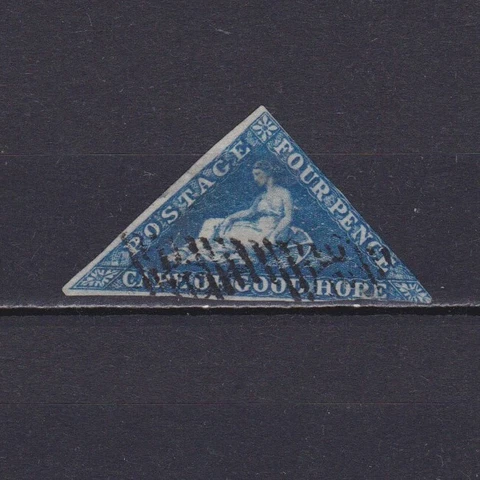 CAPE OF GOOD HOPE 1853, SG# 2, CV £275, Blue paper, Used Cover