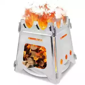 2 Size Portable Folding Wood Stove Lightweight Camping BBQ Grill Hiking Picnic - Picture 1 of 26
