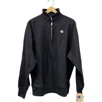 Champion Women’s Sweatshirt Reverse Weave Boyfriend 1/4 Zip Black Sz XL NWT - Image 1 of 4
