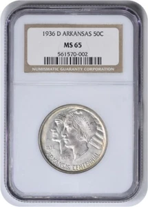 Arkansas Commemorative Silver Half Dollar 1936-D MS65 NGC - Picture 1 of 2