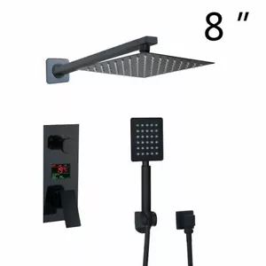 8 Zoll schwarz Duscharmatur Set 3-Wege Digital Ventil Regen Duschkopf Mixer Wasserhahn - Bild 1 von 8