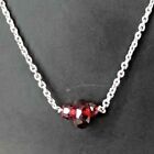 925 Sterling Silver Chain Tiny Elite Class 16" Garnet Necklace A8-0137/1