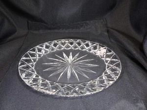 Vintage 1960's Small Oval Diamond Cut Lead Crystal Glass Plate - Bild 1 von 16