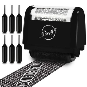 Identity Theft Protection Roller Stamp Set - Black 6 Refill Ink Incleded - Picture 1 of 7