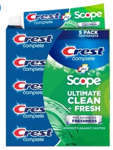 Pasta de dientes de espuma activa avanzada Crest Complete Plus Scope - 8,2 oz (paquete de 5) - Imagen 1 de 2
